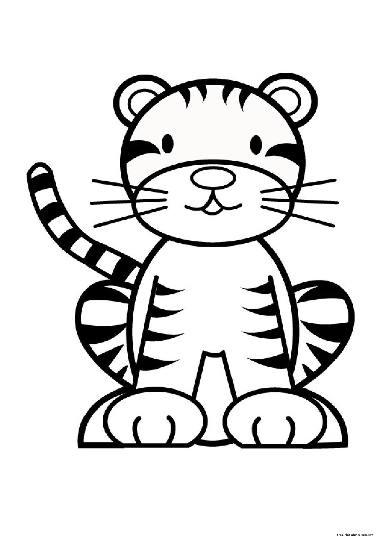 Baby Tiger Sitting Coloring Page