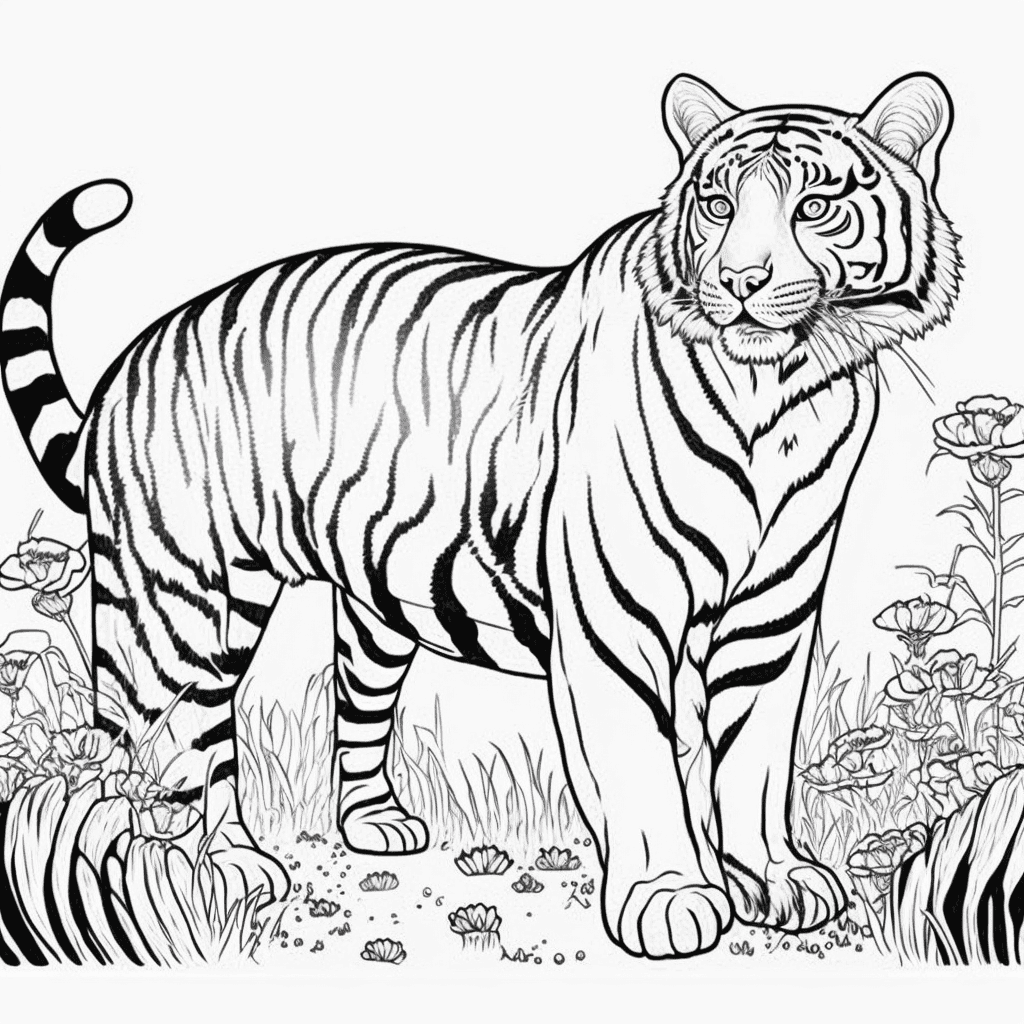 Black And White Tiger Coloring Page