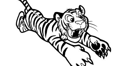 Cute Running Tiger Coloring Page