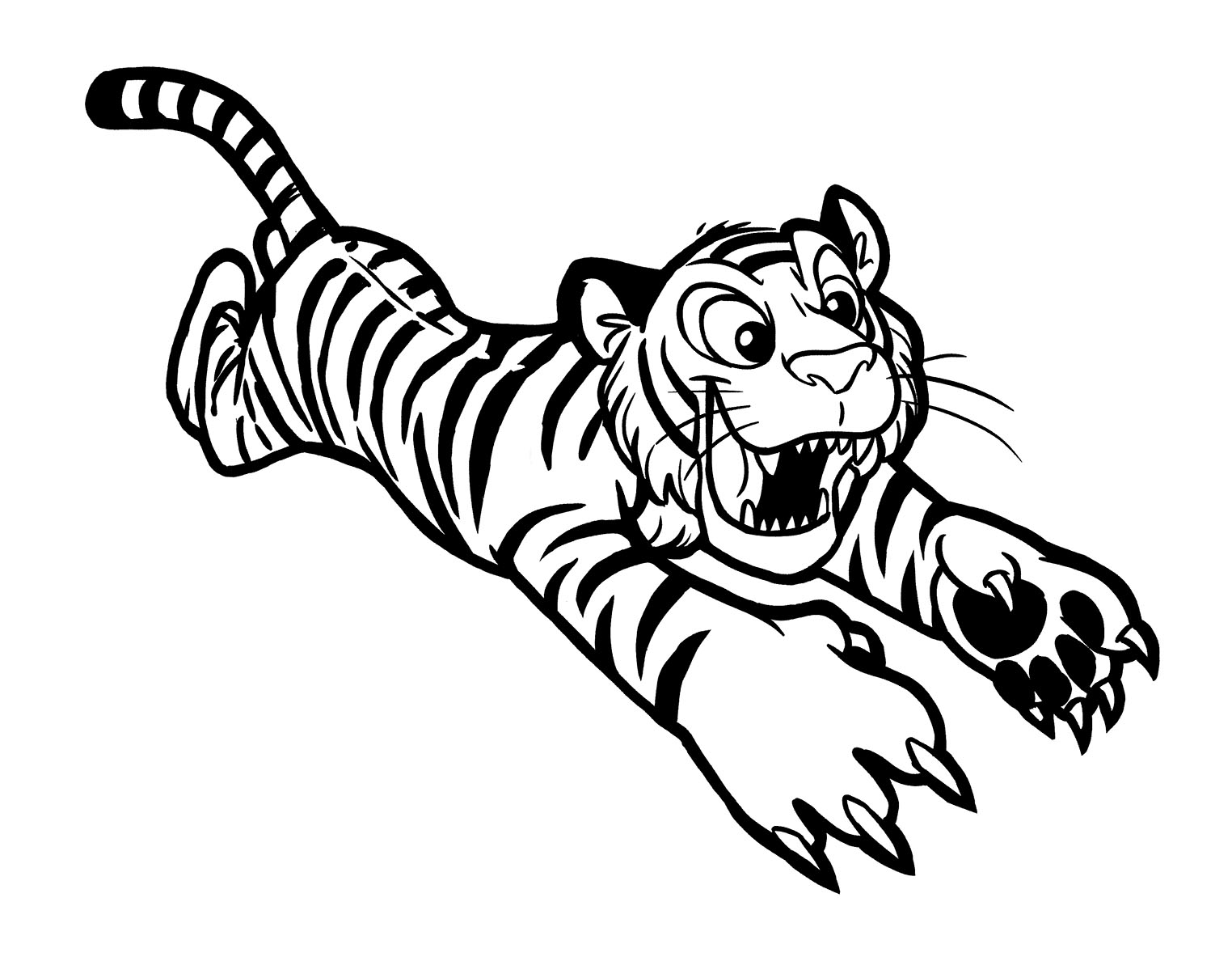 Cute Running Tiger Coloring Page