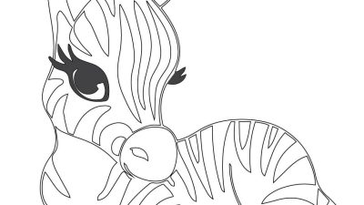 Cute Zebra Coloring Page For Girl