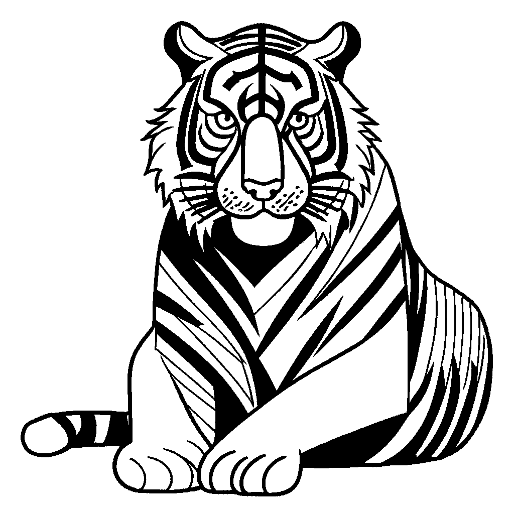 Intricate Sitting Tiger Coloring Page