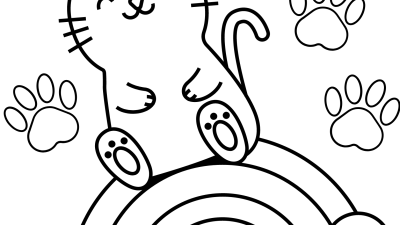 Kawaii Cat Coloring Page