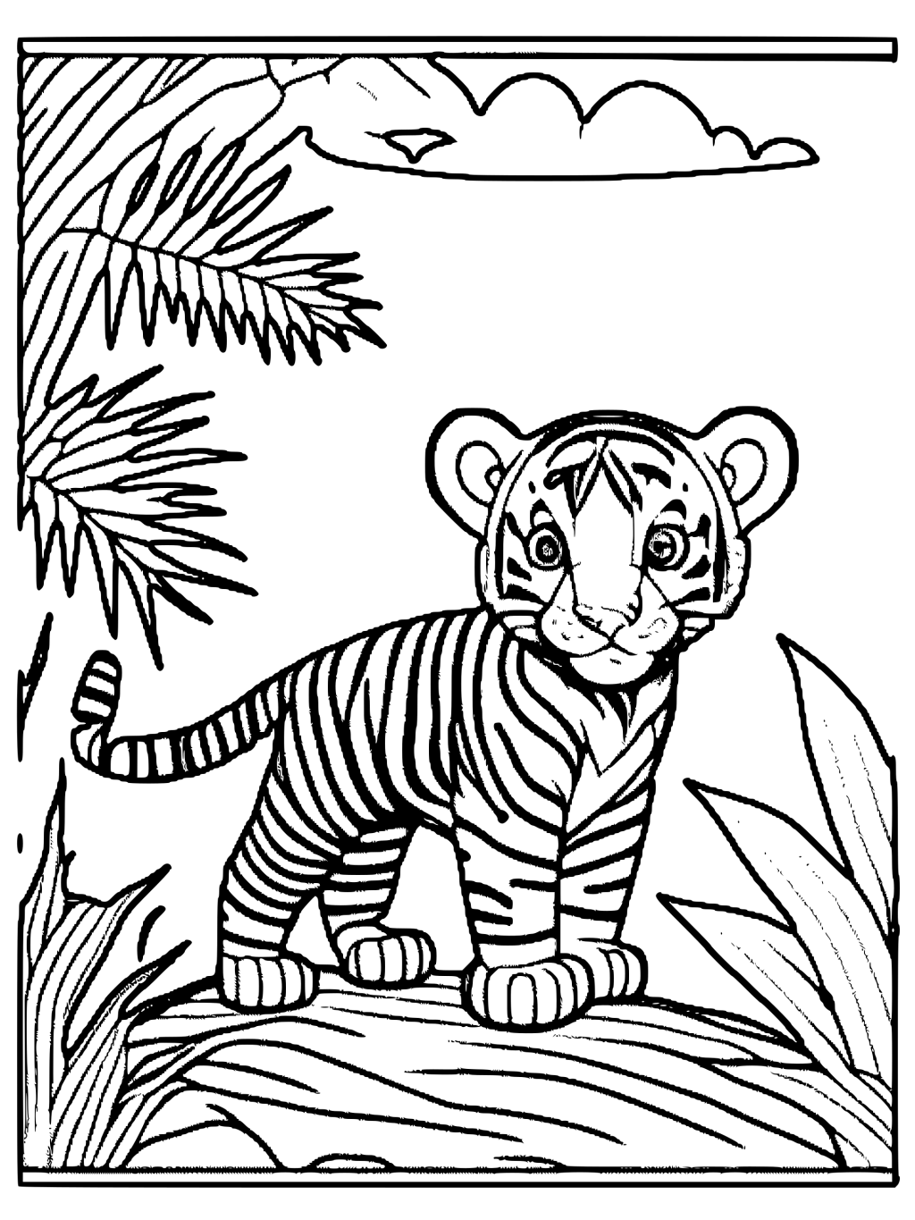 Tiger Coloring Page For Children