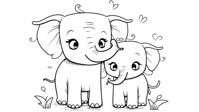 Baby Elephant Coloring Pages