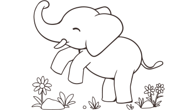 Cute Elephant Coloring Page