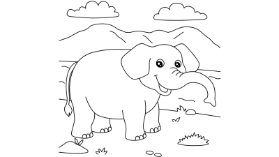 Elephant Coloring Pages For Kids